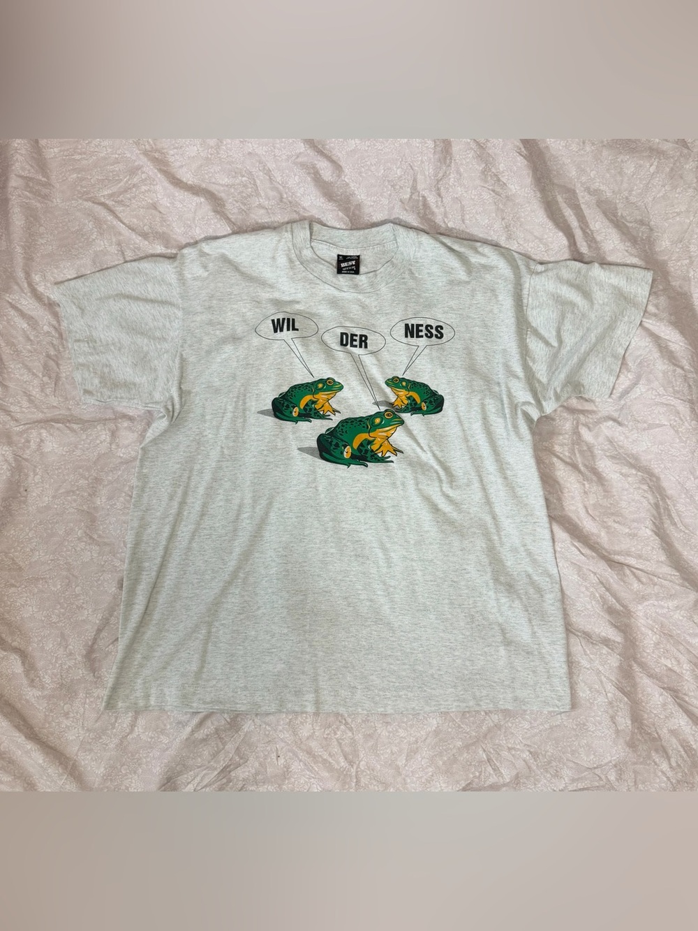 Vintage 90s Wilderness Frogs Graphic T-Shirt Gray Fruit of the Loom Best USA XL